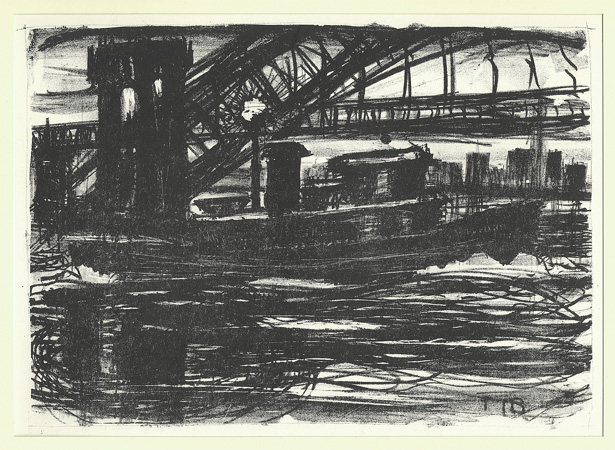 NEW YORK: Torre-Bueno, Tug Boat by the Hell Gate Bridge